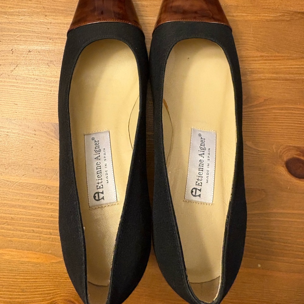 Etienne Aigner Pumps Dress Shoes Size 8M Two Toned Black And Brown Never Worn! - Picture 8 of 9
